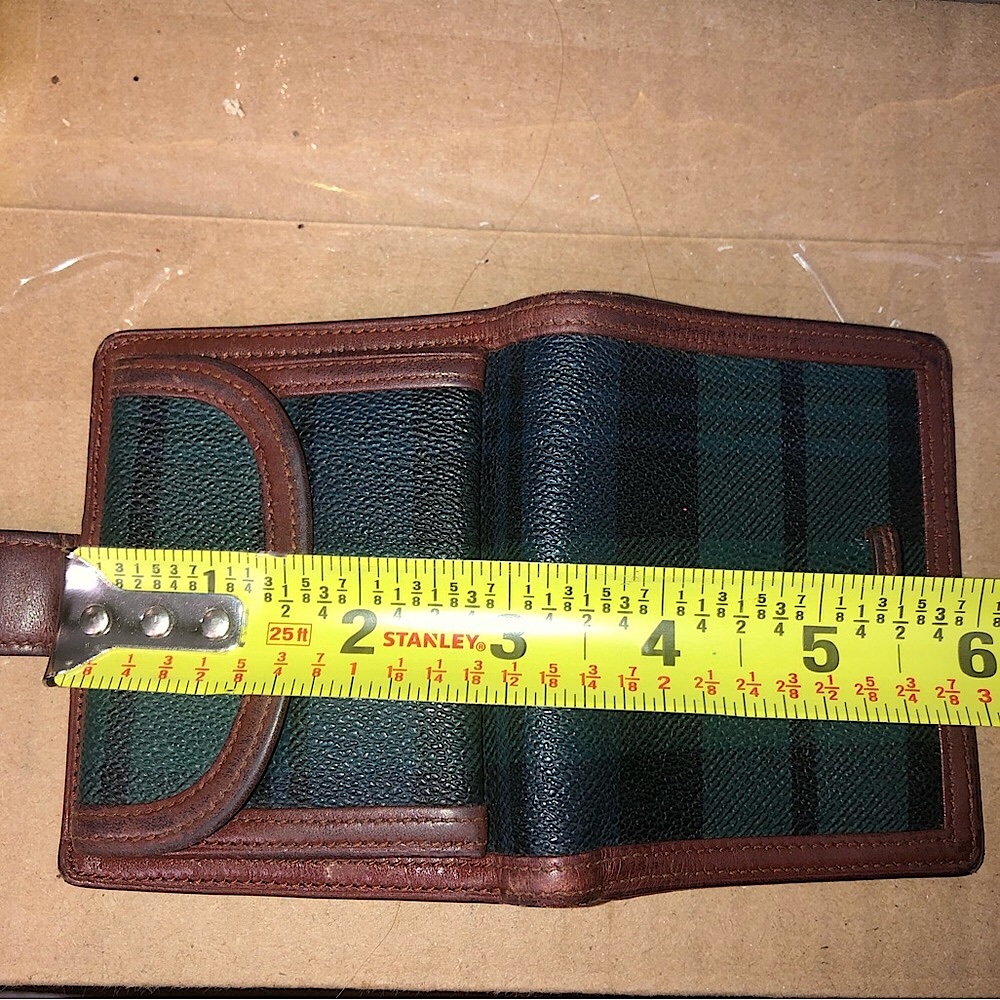 RALPH LAUREN Black Watch Coated Canvas Leather Bifold Wallet - Picture 8 of 17